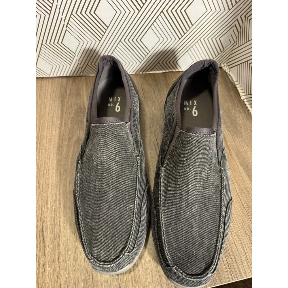 MIX NO 6 Mens Casual Slip On Denim‎ Loafer Shoes Charcoal Gray Size 12